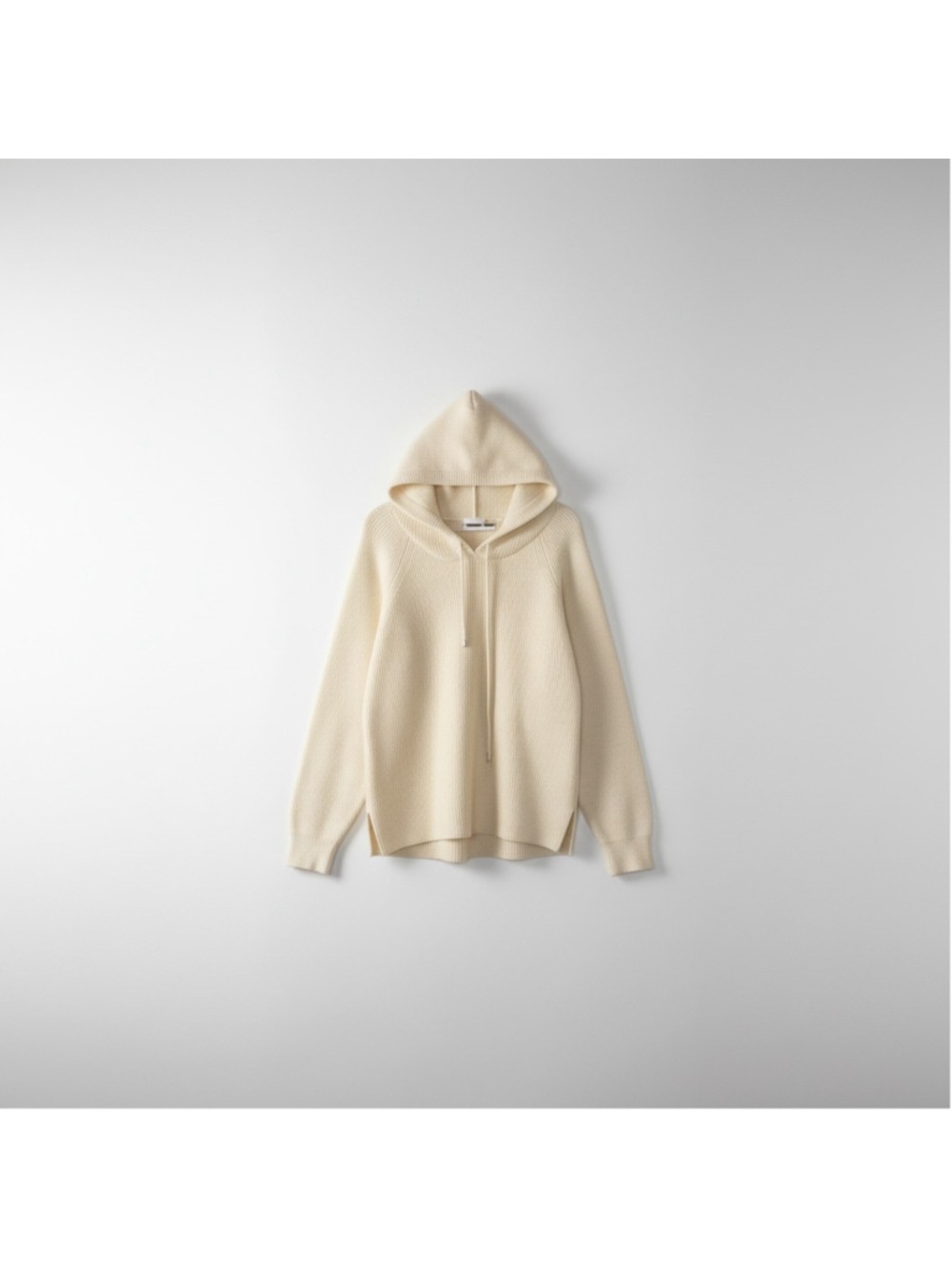 Cyrus Cream Hooded Sweater Women's Large Ribbed Knit Pullover Soft Cozy Neutral - Picture 4 of 11